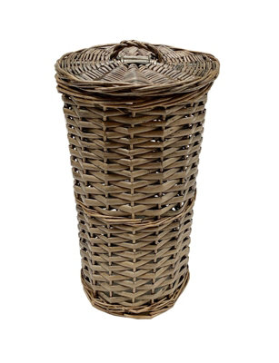 Wicker Round Toilet Roll Holder With Stick Oak Brown Toilet Roll Holder 37x21.5cm