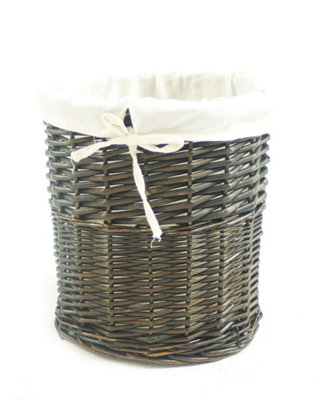 Wicker Round Waste paper Bin With Cotton Lining Olive BIN 26x26.5cm