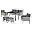 Wicker Style Garden Dining Set in Grey Footstools Sofa Chairs Table Black Glass Table Top