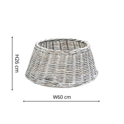 Wicker Tree Skirt Round White H26cm D60cm