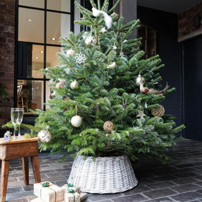 Wicker Tree Skirt Round White H26cm D60cm