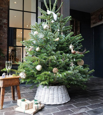 Wicker Tree Skirt Round White H26cm D60cm - 6