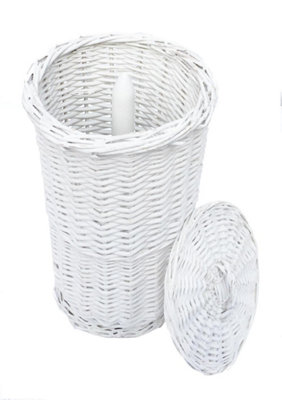 White wicker deals toilet roll holder