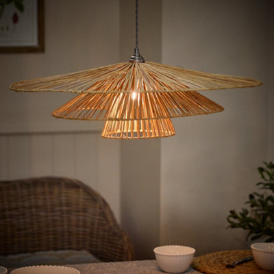 Wide 3 Tier Natural Home Décor Ceiling Light Shade H21 x D72cm