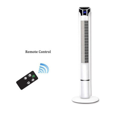 Wide Angle Oscillating 40-Inch Tower Fan, LED Display with Timer and Round Base