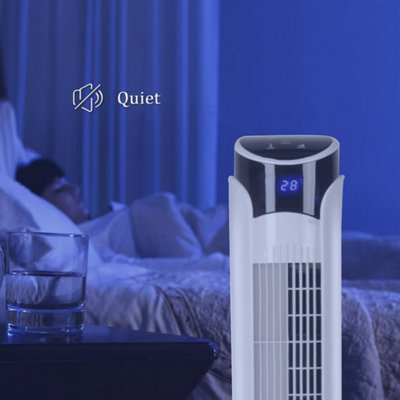 Wide Angle Oscillating 40-Inch Tower Fan, LED Display with Timer and Round Base