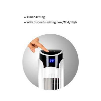 Wide Angle Oscillating 40-Inch Tower Fan, LED Display with Timer and Round Base