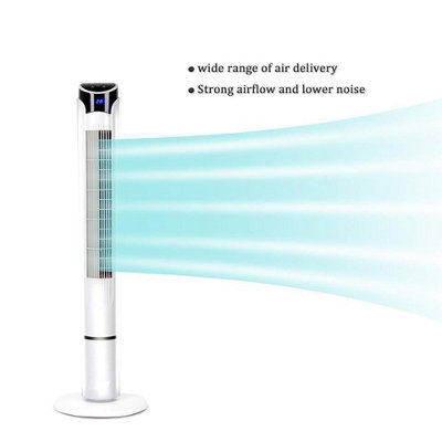 Wide Angle Oscillating 40-Inch Tower Fan, LED Display with Timer and Round Base