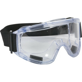 Wide Angled Safety Goggles - Indirect Ventilation - Adjustable Headband - Clear