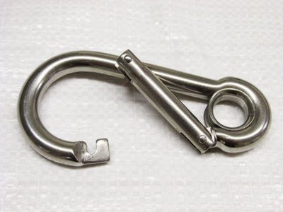 Wide Opening Snap Carabina Clip 11MM - With Eyelet (Stainless Steel Spring Carabiner Rope Carbine Hook)