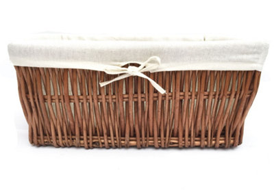 Wider Large Big Deep Lined Kitchen Wicker Storage Basket Xmas Hamper Basket Brown, Large 46x35x19.5cm