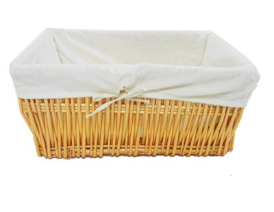 Wider Large Big Deep Lined Kitchen Wicker Storage Basket Xmas Hamper Basket Medium 41 x 28 x 18 cm