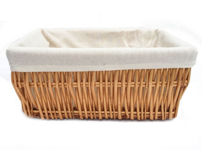 Wider Large Big Deep Lined Kitchen Wicker Storage Basket Xmas Hamper Basket Natural, Extra Large 52x40x21cm