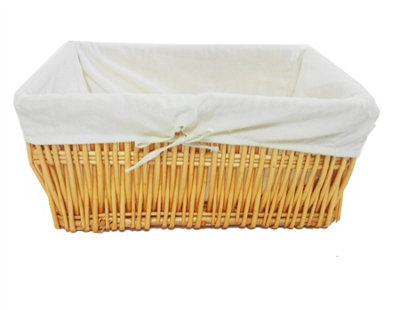 Wider Large Big Deep Lined Kitchen Wicker Storage Basket Xmas Hamper Basket Natural, Medium 41x28x18cm