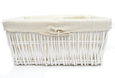 Wider Large Big Deep Lined Kitchen Wicker Storage Basket Xmas Hamper Basket White,Small 34x22x16cm