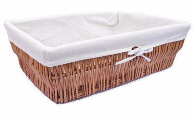 Wider SHALLOW Wicker Storage Basket Hamper Basket Pine,Large 44.5 x 30.5 x 14 cm