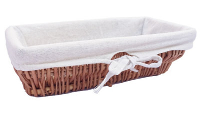 Wider SHALLOW Wicker Storage Basket Hamper Basket Pine,X Small 29 x 15.5 x 8 cm