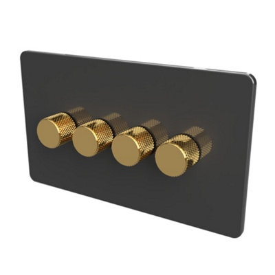 WIFI 2-WAY LED DIMMER SWITCH - Slim Grey/Gold 4-Gang