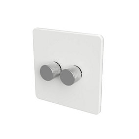 WIFI 2-WAY LED DIMMER SWITCH - Slim White/Silver 2-Gang