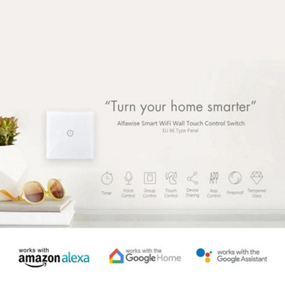 Wifi Smart 1 Gang Touch Switch, No Neutral Needed, White Body