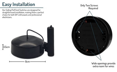 WIFI Smart pull cord dimmer switch - Black/Black Pull - 4