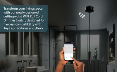 WIFI Smart pull cord dimmer switch - Black/Black Pull - 5