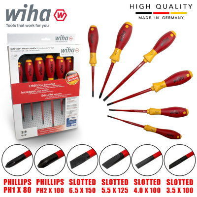 Wiha 35389 SoftFinish electric slimFix SL/PH Screwdriver Set 6 Piece WHA35389