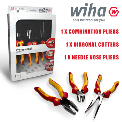 Wiha 38637 Industrial electric Pliers Set, 3 Piece WHA38637