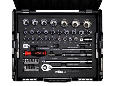 Wiha 44685 1/4in & 1/2in Nut Driver & Bit Set, 60 Piece (inc. Case) WHA44685