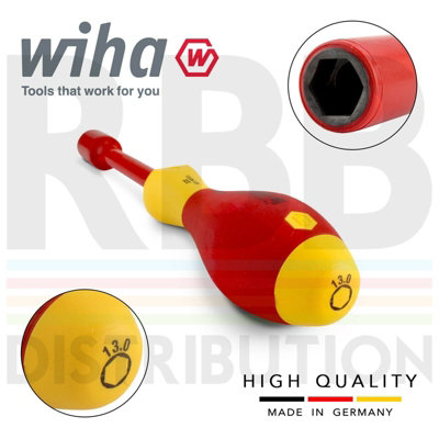 Wiha Hex Driver Screwdriver 1000v VDE Electrician 13mm SoftFinish Grip ...