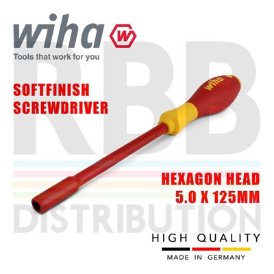 Wiha Hex Driver Screwdriver 1000v VDE Electrician 5mm Hex SoftFinish grip 00855