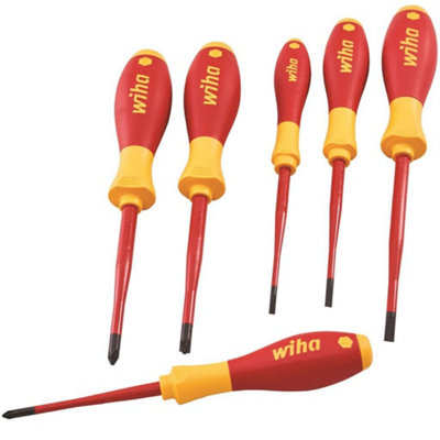 Wiha Phillips Slotted Pozidrive 6pc Screwdriver Set 1000v VDE Electrician 38362 - 6