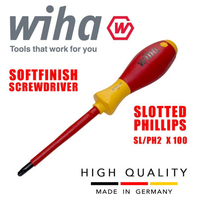 Wiha Plus Minus Slotted Philips Screwdriver Electrician 1000v VDE SL PH2 30715