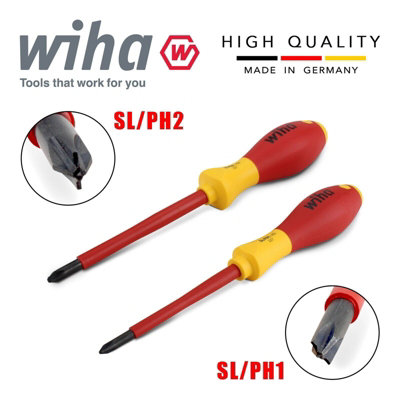 Wiha PlusMinus Phillips Screwdriver 1000v VDE Electrician 2pcs SoftFinish 32281