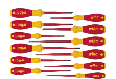 Wiha Screwdriver Phillips Slotted PlusMinus Pozidrive Flat Head 12pcs Set 41003