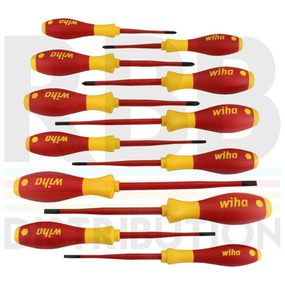 Wiha Screwdriver Phillips Slotted PlusMinus Pozidrive Flat Head 12pcs Set 41003