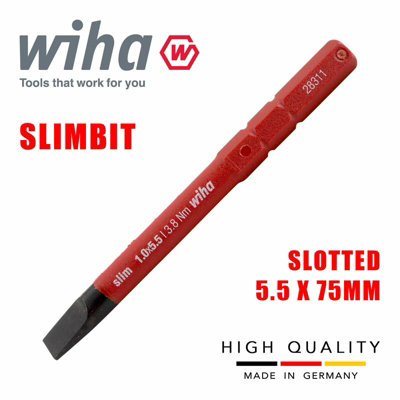 Wiha Slimbit Screwdriver SlimVario PZ SL PH Torx HEX 75mm 1000v VDE Electrician Slotted 5.5mm 34581