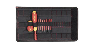 Wiha SlimBit Screwdriver Slotted Pozidrive 9pcs Folding Pouch 1000v VDE 41233