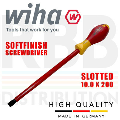 Wiha Slotted Screwdriver 10mm 1000v VDE Electrician Flat Head SoftFinish 00832