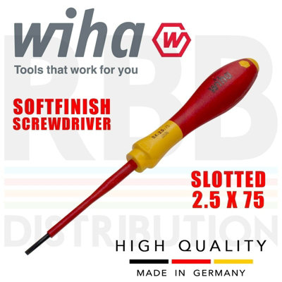 Wiha Slotted Screwdriver 2.5mm VDE Electrician 1000v Flat Head SoftFinish 00820