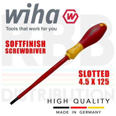 Wiha Slotted Screwdriver 4.5mm 1000v VDE Electrician Flat Head SoftFinish 00824