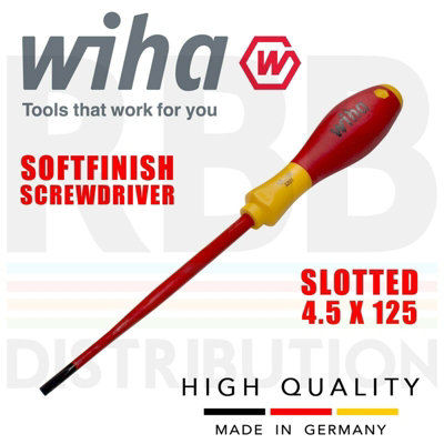 Wiha Slotted Screwdriver SlimFix Flat 4.5mm Head 1000v VDE Electrician 35501