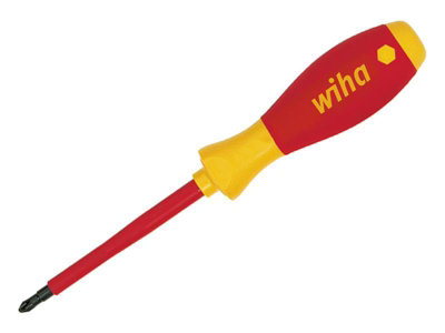Wiha SoftFinish Electric SlimFix PH2 Screwdriver - 100mm Insulated Tool for Electricians