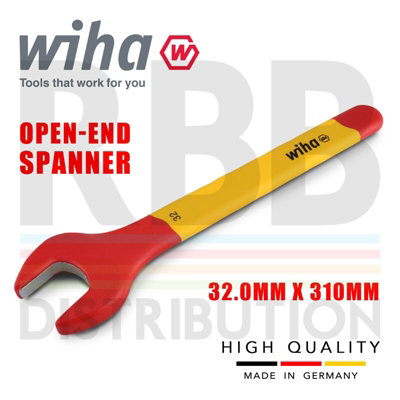 Wiha Spanner Wrench 32mm VDE Electricians Single Insulated Open End 43044