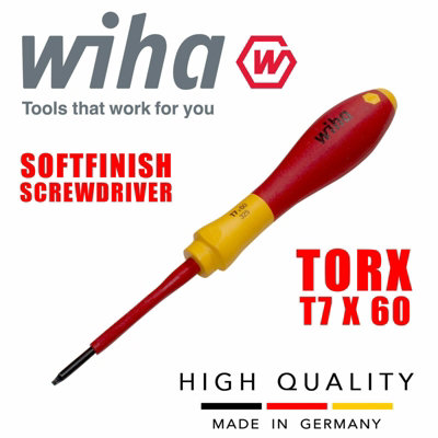 WIHA Torx Electricians Screwdrivers Insulated VDE Slim Fit SoftFinish 1000v Torx T7 03762