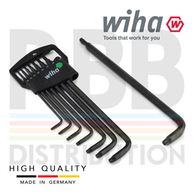 Wiha Torx L-key Allen Ball End 8pcs T9 To T40 With Holder Black oxidised 32394
