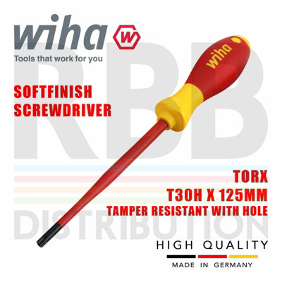 Wiha Torx Screwdriver T30H SlimFix Fit SoftFinish VDE Electrician Security 41146