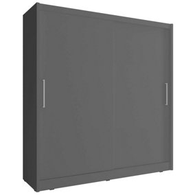 Wiki Contemporary Wardrobe 4 Large Shelves 1 Hanging Rail 2 Sliding Doors in Grey Matt Finish (H)2000mm (W)1800mm (D)620mm