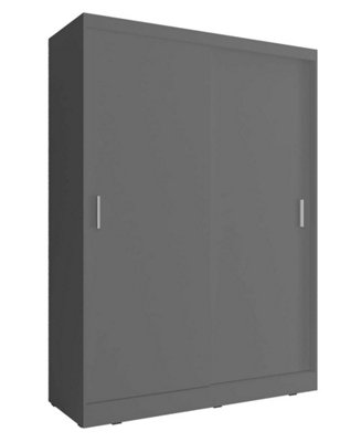 Wiki Contemporary Wardrobe 4 Shelves 1 Hanging Rail 2 Sliding Doors in Grey Matt Finish (H)2000mm (W)1300mm (D)600mm