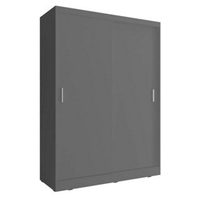 Wiki Contemporary Wardrobe 4 Shelves 1 Hanging Rail 2 Sliding Doors in Grey Matt Finish (H)2000mm (W)1300mm (D)600mm